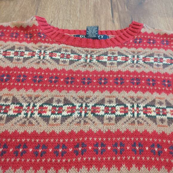 VTG Old Navy Women's Large Knit Sweater Pattern Aztec Fair Isle Grandma Retro - Picture 2 of 6